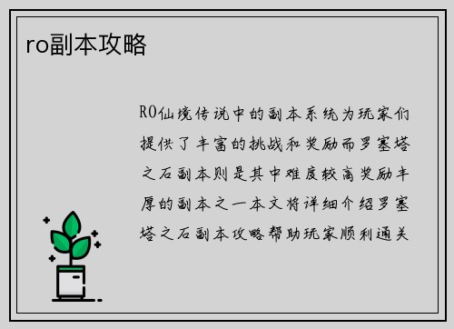 ro副本攻略